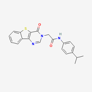 2-{6-oxo-8-thia-3,5-diazatricyclo[7.4.0.0^{2,7}]trideca-1(13),2(7),3,9,11-pentaen-5-yl}-N-[4-(propan-2-yl)phenyl]acetamide