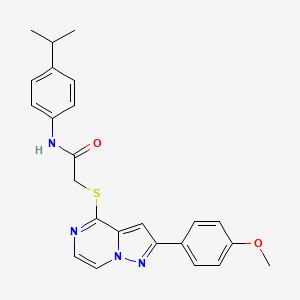 2-{[2-(4-methoxyphenyl)pyrazolo[1,5-a]pyrazin-4-yl]sulfanyl}-N-[4-(propan-2-yl)phenyl]acetamide