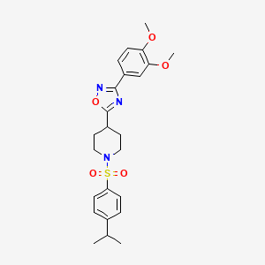molecular formula C24H29N3O5S B6566662 4-[3-(3,4-dimethoxyphenyl)-1,2,4-oxadiazol-5-yl]-1-[4-(propan-2-yl)benzenesulfonyl]piperidine CAS No. 1021259-98-2