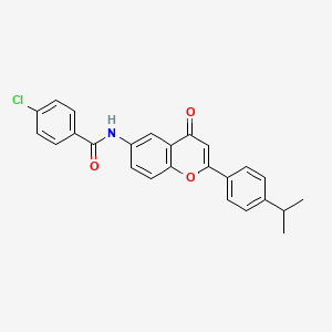 molecular formula C25H20ClNO3 B6566663 4-chloro-N-{4-oxo-2-[4-(propan-2-yl)phenyl]-4H-chromen-6-yl}benzamide CAS No. 921555-32-0
