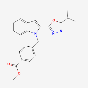 molecular formula C22H21N3O3 B6566668 methyl 4-({2-[5-(propan-2-yl)-1,3,4-oxadiazol-2-yl]-1H-indol-1-yl}methyl)benzoate CAS No. 921801-56-1