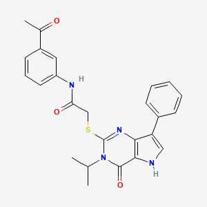 molecular formula C25H24N4O3S B6566677 N-(3-acetylphenyl)-2-{[4-oxo-7-phenyl-3-(propan-2-yl)-3H,4H,5H-pyrrolo[3,2-d]pyrimidin-2-yl]sulfanyl}acetamide CAS No. 1021256-35-8