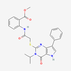molecular formula C25H24N4O4S B6566688 methyl 2-(2-{[4-oxo-7-phenyl-3-(propan-2-yl)-3H,4H,5H-pyrrolo[3,2-d]pyrimidin-2-yl]sulfanyl}acetamido)benzoate CAS No. 1021256-37-0