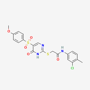 molecular formula C20H18ClN3O5S2 B6566694 N-(3-chloro-4-methylphenyl)-2-{[5-(4-methoxybenzenesulfonyl)-6-oxo-1,6-dihydropyrimidin-2-yl]sulfanyl}acetamide CAS No. 1021263-82-0