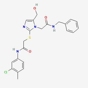 molecular formula C22H23ClN4O3S B6566708 2-({1-[(benzylcarbamoyl)methyl]-5-(hydroxymethyl)-1H-imidazol-2-yl}sulfanyl)-N-(3-chloro-4-methylphenyl)acetamide CAS No. 921504-02-1