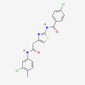 molecular formula C19H15Cl2N3O2S B6566718 4-chloro-N-(4-{[(3-chloro-4-methylphenyl)carbamoyl]methyl}-1,3-thiazol-2-yl)benzamide CAS No. 921541-69-7