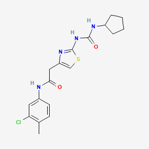 molecular formula C18H21ClN4O2S B6566723 N-(3-chloro-4-methylphenyl)-2-{2-[(cyclopentylcarbamoyl)amino]-1,3-thiazol-4-yl}acetamide CAS No. 921571-84-8