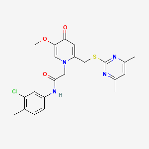 molecular formula C22H23ClN4O3S B6566747 N-(3-chloro-4-methylphenyl)-2-(2-{[(4,6-dimethylpyrimidin-2-yl)sulfanyl]methyl}-5-methoxy-4-oxo-1,4-dihydropyridin-1-yl)acetamide CAS No. 920410-15-7