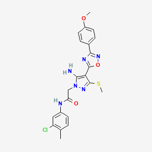 molecular formula C22H21ClN6O3S B6566751 2-{5-amino-4-[3-(4-methoxyphenyl)-1,2,4-oxadiazol-5-yl]-3-(methylsulfanyl)-1H-pyrazol-1-yl}-N-(3-chloro-4-methylphenyl)acetamide CAS No. 1170549-21-9