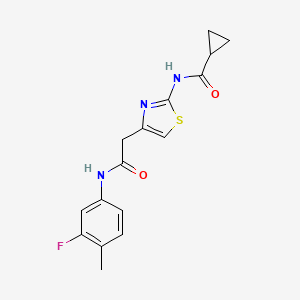 molecular formula C16H16FN3O2S B6566761 N-(4-{[(3-fluoro-4-methylphenyl)carbamoyl]methyl}-1,3-thiazol-2-yl)cyclopropanecarboxamide CAS No. 921845-24-1