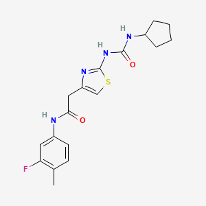 molecular formula C18H21FN4O2S B6566769 2-{2-[(cyclopentylcarbamoyl)amino]-1,3-thiazol-4-yl}-N-(3-fluoro-4-methylphenyl)acetamide CAS No. 921508-45-4