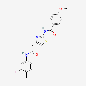 molecular formula C20H18FN3O3S B6566779 N-(4-{[(3-fluoro-4-methylphenyl)carbamoyl]methyl}-1,3-thiazol-2-yl)-4-methoxybenzamide CAS No. 921586-41-6