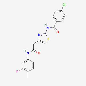 molecular formula C19H15ClFN3O2S B6566781 4-chloro-N-(4-{[(3-fluoro-4-methylphenyl)carbamoyl]methyl}-1,3-thiazol-2-yl)benzamide CAS No. 921791-50-6