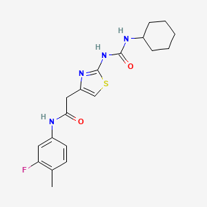 molecular formula C19H23FN4O2S B6566784 2-{2-[(cyclohexylcarbamoyl)amino]-1,3-thiazol-4-yl}-N-(3-fluoro-4-methylphenyl)acetamide CAS No. 921874-82-0
