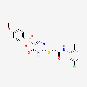 molecular formula C20H18ClN3O5S2 B6566796 N-(5-chloro-2-methylphenyl)-2-{[5-(4-methoxybenzenesulfonyl)-6-oxo-1,6-dihydropyrimidin-2-yl]sulfanyl}acetamide CAS No. 1021217-89-9