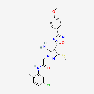 molecular formula C22H21ClN6O3S B6566806 2-{5-amino-4-[3-(4-methoxyphenyl)-1,2,4-oxadiazol-5-yl]-3-(methylsulfanyl)-1H-pyrazol-1-yl}-N-(5-chloro-2-methylphenyl)acetamide CAS No. 1170111-39-3