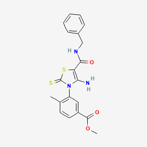 molecular formula C20H19N3O3S2 B6566843 methyl 3-[4-amino-5-(benzylcarbamoyl)-2-sulfanylidene-2,3-dihydro-1,3-thiazol-3-yl]-4-methylbenzoate CAS No. 1021252-87-8