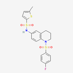 molecular formula C20H19FN2O4S3 B6566884 N-[1-(4-fluorobenzenesulfonyl)-1,2,3,4-tetrahydroquinolin-6-yl]-5-methylthiophene-2-sulfonamide CAS No. 946240-51-3