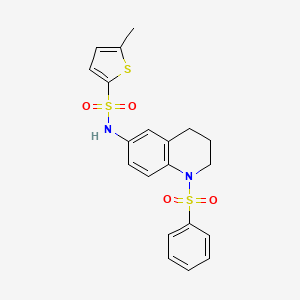 molecular formula C20H20N2O4S3 B6566891 N-[1-(benzenesulfonyl)-1,2,3,4-tetrahydroquinolin-6-yl]-5-methylthiophene-2-sulfonamide CAS No. 946295-53-0
