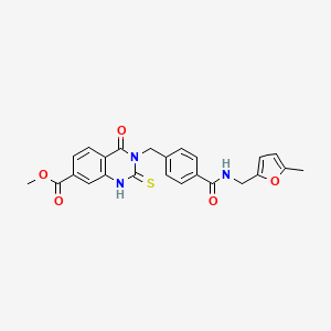molecular formula C24H21N3O5S B6566900 methyl 3-[(4-{[(5-methylfuran-2-yl)methyl]carbamoyl}phenyl)methyl]-4-oxo-2-sulfanylidene-1,2,3,4-tetrahydroquinazoline-7-carboxylate CAS No. 1021261-01-7