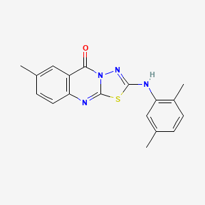 molecular formula C18H16N4OS B6566909 2-[(2,5-dimethylphenyl)amino]-7-methyl-5H-[1,3,4]thiadiazolo[2,3-b]quinazolin-5-one CAS No. 1021260-46-7