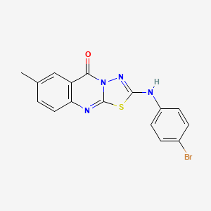 molecular formula C16H11BrN4OS B6566911 2-[(4-bromophenyl)amino]-7-methyl-5H-[1,3,4]thiadiazolo[2,3-b]quinazolin-5-one CAS No. 1021260-45-6