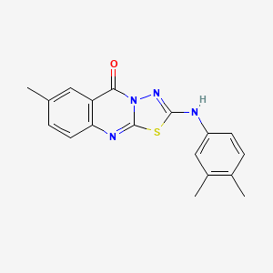 molecular formula C18H16N4OS B6566914 2-[(3,4-dimethylphenyl)amino]-7-methyl-5H-[1,3,4]thiadiazolo[2,3-b]quinazolin-5-one CAS No. 1021260-41-2