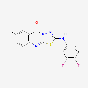molecular formula C16H10F2N4OS B6566916 2-[(3,4-difluorophenyl)amino]-7-methyl-5H-[1,3,4]thiadiazolo[2,3-b]quinazolin-5-one CAS No. 1021225-36-4