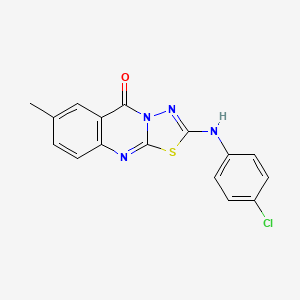 molecular formula C16H11ClN4OS B6566924 2-[(4-chlorophenyl)amino]-7-methyl-5H-[1,3,4]thiadiazolo[2,3-b]quinazolin-5-one CAS No. 1021214-09-4