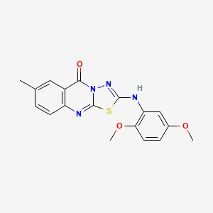 molecular formula C18H16N4O3S B6566926 2-[(2,5-dimethoxyphenyl)amino]-7-methyl-5H-[1,3,4]thiadiazolo[2,3-b]quinazolin-5-one CAS No. 1021260-51-4