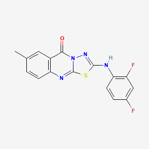 molecular formula C16H10F2N4OS B6566936 2-[(2,4-difluorophenyl)amino]-7-methyl-5H-[1,3,4]thiadiazolo[2,3-b]quinazolin-5-one CAS No. 1021224-62-3