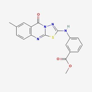 molecular formula C18H14N4O3S B6566942 methyl 3-({7-methyl-5-oxo-5H-[1,3,4]thiadiazolo[2,3-b]quinazolin-2-yl}amino)benzoate CAS No. 1021223-25-5