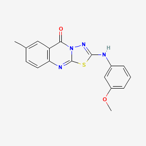 molecular formula C17H14N4O2S B6566948 2-[(3-methoxyphenyl)amino]-7-methyl-5H-[1,3,4]thiadiazolo[2,3-b]quinazolin-5-one CAS No. 1021262-05-4