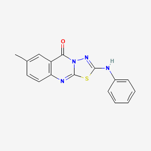 molecular formula C16H12N4OS B6566967 7-methyl-2-(phenylamino)-5H-[1,3,4]thiadiazolo[2,3-b]quinazolin-5-one CAS No. 1021214-05-0