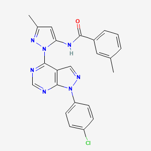 molecular formula C23H18ClN7O B6566975 N-{1-[1-(4-chlorophenyl)-1H-pyrazolo[3,4-d]pyrimidin-4-yl]-3-methyl-1H-pyrazol-5-yl}-3-methylbenzamide CAS No. 1006001-50-8