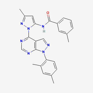 molecular formula C25H23N7O B6566980 N-{1-[1-(2,4-dimethylphenyl)-1H-pyrazolo[3,4-d]pyrimidin-4-yl]-3-methyl-1H-pyrazol-5-yl}-3-methylbenzamide CAS No. 1006276-15-8