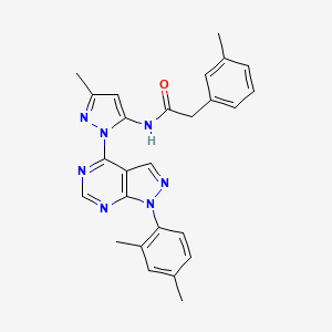 molecular formula C26H25N7O B6566998 N-{1-[1-(2,4-dimethylphenyl)-1H-pyrazolo[3,4-d]pyrimidin-4-yl]-3-methyl-1H-pyrazol-5-yl}-2-(3-methylphenyl)acetamide CAS No. 1005977-08-1