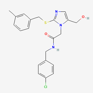 molecular formula C21H22ClN3O2S B6567012 N-[(4-chlorophenyl)methyl]-2-[5-(hydroxymethyl)-2-{[(3-methylphenyl)methyl]sulfanyl}-1H-imidazol-1-yl]acetamide CAS No. 921802-90-6
