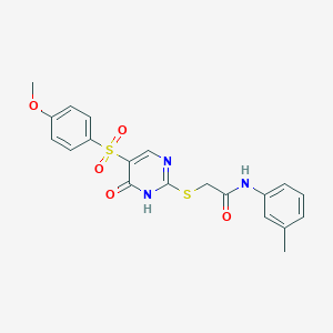 molecular formula C20H19N3O5S2 B6567037 2-{[5-(4-methoxybenzenesulfonyl)-6-oxo-1,6-dihydropyrimidin-2-yl]sulfanyl}-N-(3-methylphenyl)acetamide CAS No. 1021227-25-7