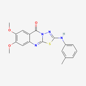 molecular formula C18H16N4O3S B6567107 7,8-dimethoxy-2-[(3-methylphenyl)amino]-5H-[1,3,4]thiadiazolo[2,3-b]quinazolin-5-one CAS No. 1021260-73-0