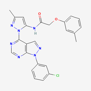molecular formula C24H20ClN7O2 B6567133 N-{1-[1-(3-chlorophenyl)-1H-pyrazolo[3,4-d]pyrimidin-4-yl]-3-methyl-1H-pyrazol-5-yl}-2-(3-methylphenoxy)acetamide CAS No. 1005971-23-2