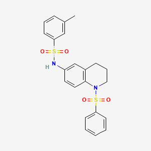 molecular formula C22H22N2O4S2 B6567161 N-[1-(benzenesulfonyl)-1,2,3,4-tetrahydroquinolin-6-yl]-3-methylbenzene-1-sulfonamide CAS No. 946214-67-1