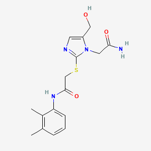 2-{[1-(carbamoylmethyl)-5-(hydroxymethyl)-1H-imidazol-2-yl]sulfanyl}-N-(2,3-dimethylphenyl)acetamide