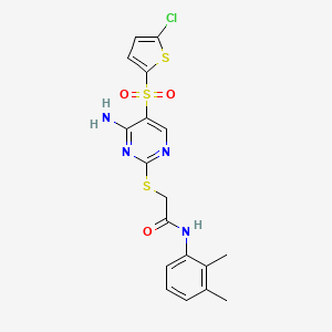 molecular formula C18H17ClN4O3S3 B6567197 2-({4-amino-5-[(5-chlorothiophen-2-yl)sulfonyl]pyrimidin-2-yl}sulfanyl)-N-(2,3-dimethylphenyl)acetamide CAS No. 1021217-73-1
