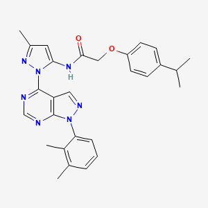 molecular formula C28H29N7O2 B6567243 N-{1-[1-(2,3-dimethylphenyl)-1H-pyrazolo[3,4-d]pyrimidin-4-yl]-3-methyl-1H-pyrazol-5-yl}-2-[4-(propan-2-yl)phenoxy]acetamide CAS No. 1005974-97-9