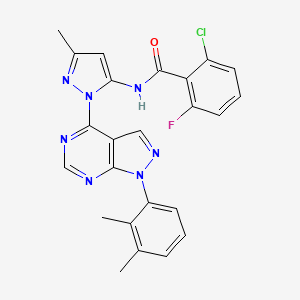 molecular formula C24H19ClFN7O B6567266 2-chloro-N-{1-[1-(2,3-dimethylphenyl)-1H-pyrazolo[3,4-d]pyrimidin-4-yl]-3-methyl-1H-pyrazol-5-yl}-6-fluorobenzamide CAS No. 1005974-56-0