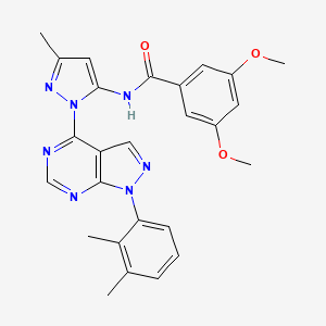 N-{1-[1-(2,3-dimethylphenyl)-1H-pyrazolo[3,4-d]pyrimidin-4-yl]-3-methyl-1H-pyrazol-5-yl}-3,5-dimethoxybenzamide