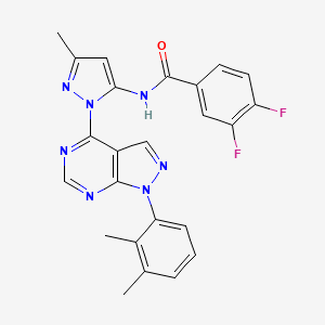 molecular formula C24H19F2N7O B6567294 N-{1-[1-(2,3-dimethylphenyl)-1H-pyrazolo[3,4-d]pyrimidin-4-yl]-3-methyl-1H-pyrazol-5-yl}-3,4-difluorobenzamide CAS No. 1006275-20-2