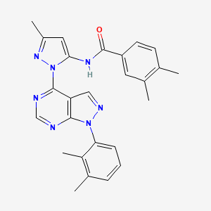 N-{1-[1-(2,3-dimethylphenyl)-1H-pyrazolo[3,4-d]pyrimidin-4-yl]-3-methyl-1H-pyrazol-5-yl}-3,4-dimethylbenzamide