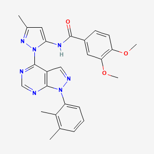 molecular formula C26H25N7O3 B6567297 N-{1-[1-(2,3-dimethylphenyl)-1H-pyrazolo[3,4-d]pyrimidin-4-yl]-3-methyl-1H-pyrazol-5-yl}-3,4-dimethoxybenzamide CAS No. 1005974-25-3
